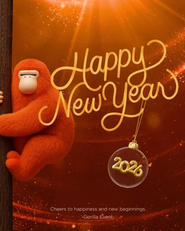 น้องกอริลขอมาสวัสดีปีใหม่ 2569 ทุกคนค้าบ 🐎✨ 
ขอให้ปีนี้เป็นปีแห่งการเริ่มต้นที่ดี เต็มไปด้วยโอกาส ความสุข และความสำเร็จในทุกก้าวนะค้าบ 🎉💛

Nong Gorill would like to wish everyone a Happy New Year 2026 
May this year be a wonderful new beginning,filled with opportunities, happiness, and success in every step 🎉💛

 #GorillaEvent #Findtheperfection #EventThailand #EventManagement